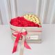 Caja de rosas y chocolates ferrero rocher  en forma de corazon con moño y tarjeta personalizada 